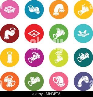 Pipeline constructor icons set colorful circles vector Stock Vector