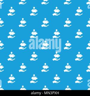 Money protection pattern vector seamless blue Stock Vector