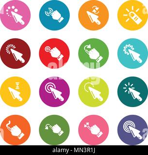 Hand click icons set colorful circles vector Stock Vector