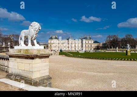 Statue of a Lion inhte Jardin du Luxembourg ,Paris ,France Stock Photo
