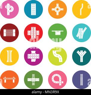 Road parts constructor icons set colorful circles vector Stock Vector