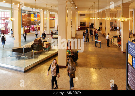 Tourists in the entry area, Ellis Island Immigration Museum, Ellis Island, New York city, USA Stock Photo