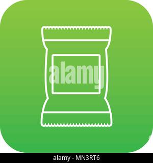 Food snack pillow bag icon green vector Stock Vector