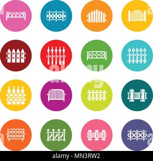 Different fencing icons set colorful circles vector Stock Vector
