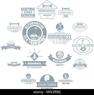 Balancing scooter logo icons set, simple style Stock Vector