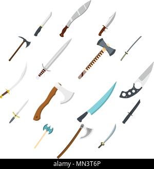 Steel arms symbols icons set in flat style Stock Vector