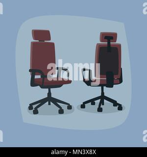 Set of isolated office chairs in different angles, in front face three quarters and back three-quarters Stock Vector