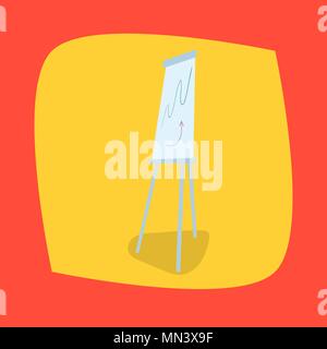 Funny whiteboard or marker board with positive graph charts. Icon of isolate wipe board or greaseboard Stock Vector