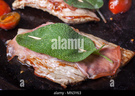 saltimbocca alla romana in a pan Stock Photo