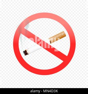 cigarette forbid sign on transparent Stock Vector