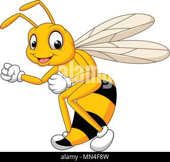 Cartoon bee hornet isolated on white background Stock Vector