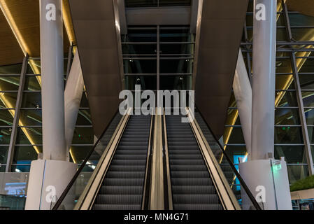 Escalators in modern building close Stock Photo