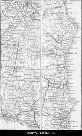 Map of the London, Brighton & South Coast Railway and connections c1910 ...