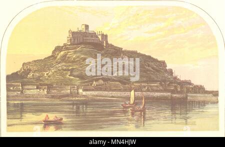 St. MICHAEL'S MOUNT , Cornwall (St. Aubyn, Baronet) 1891 old antique print Stock Photo