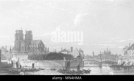 FRANCE. Isle de la Cite & Notre Dame. Paris c1856 old antique print picture Stock Photo