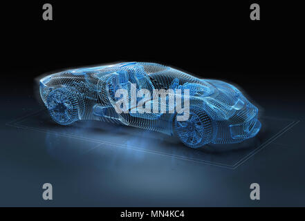 Computer generated image of blue, luxury sports car Stock Photo