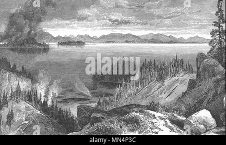 WYOMING. Yellowstone lake c1880 old antique vintage print picture Stock Photo