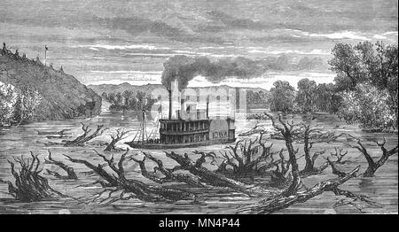 MISSOURI. Ship, Lower c1880 old antique vintage print picture Stock Photo