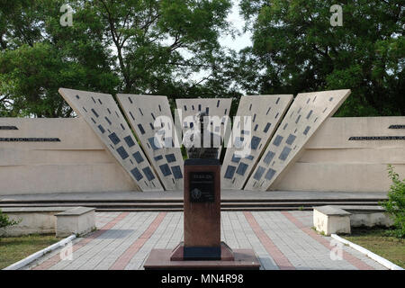 Sculpture of the Russian general Alexander Lebed placed at The Memorial of Memory and Grief which honors the defenders of Transnistria who died in the 1992 war in the city of Bender de facto official name Bendery within the internationally recognized borders of Moldova under de facto control of the unrecognized Pridnestrovian Moldavian Republic also called Transnistria (PMR) since 1992. Stock Photo