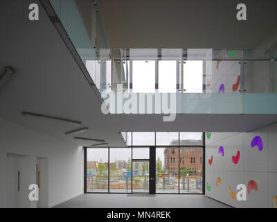 Entrance foyer. Chips, Manchester, United Kingdom. Architect: Alsop, 2012. Stock Photo