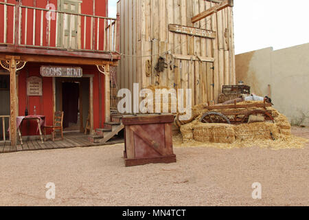 Western houses on the stage of the O.K. Corral gunfight in Tombstone, Arizona Stock Photo
