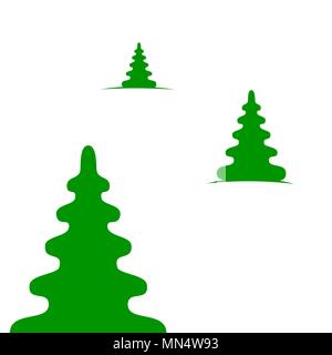 contours of Christmas trees on white background Stock Vector