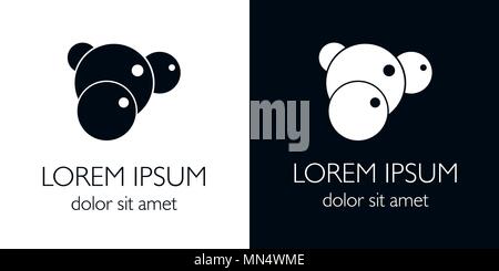molecule 3d in two black and white versions Stock Vector