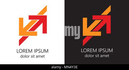 Arrows in opposite directions for brand of company. Vector options Stock Vector