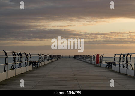 Saltburn pier at sunrise. Saltburn is a seaside town located in the north east of the UK. Stock Photo