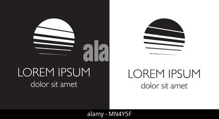 Circle in stripes like sun in water. Vector set Stock Vector