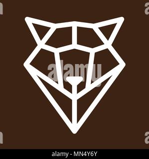 Linear muzzle of wolf from triangles for company brand on black background Stock Vector