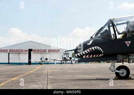 A Philippine Air Force OV-10A/C Bronco from the 16th Attack Squadron, 15th Strike Wing, Maj. Danilo Atienza Air Base, Cavite City, is parked on the flight line at Clark Air Base, Philippines, May 8, 2018. Two OV-10s were at Clark Air Base in support of Exercise Balikatan. Balikatan, in its 34th iteration, is an annual U.S.-Philippine military training exercise focused on a variety of missions, including humanitarian assistance and disaster relief, counterterrorism and other combined military operations held from May 7 to 18. (U.S. Air Force photo by Senior Airman Javier Alvarez) Stock Photo