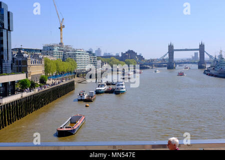 View from London Bridge of Tower Bridge - London UK Stock Photo