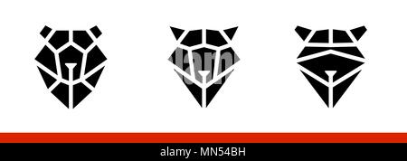 Muzzle bear, raccoon, wolf of geometric shapes for company's brand Stock Vector