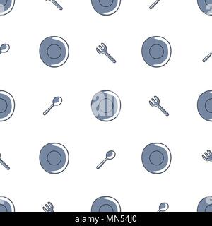 Plates, spoons, forks on white background. Vector Wallpapers Stock Vector