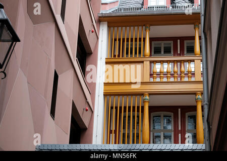 Architectural detail in Neue Altstadt, Frankfurt am Main, Germany. The historical square is part of the former city centre (Altstadt), reconstructed i Stock Photo