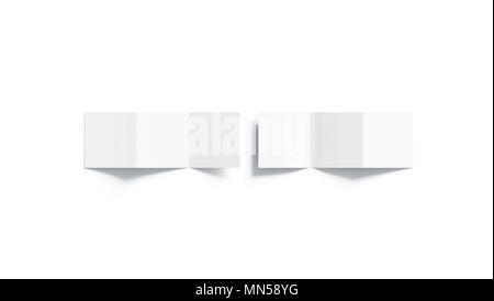 blank white tri folded booklet mockup opened and closed top view