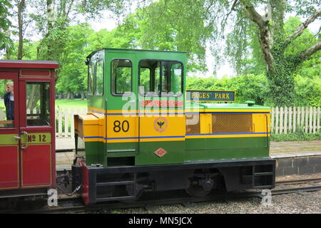 Beaudesert was the name of the diesel engine that pulled the carriages at the Leighton Buzzard narrow-gauge Railway on 13 May 2018 Stock Photo