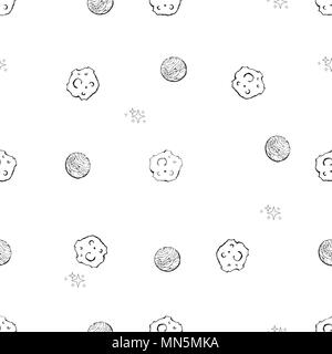 Seamless vector pattern. Creative hand drawn texture with planets and stars. Stock Vector