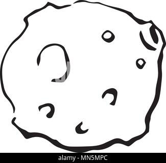 Black and white asteroid drawing. Vector graphic. Stock Vector