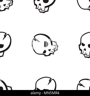 Cool seamless vector pattern. Modern skull texture. Stock Vector