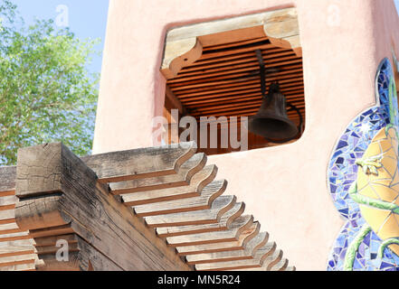 Rafters on a bell tower in Old Town Albuquerque, New Mexico. Stock Photo