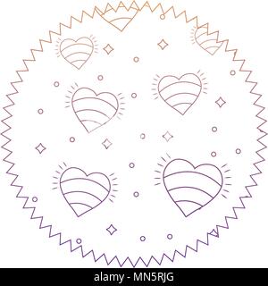 seal stamp with hearts pattern over white background, vector illustration Stock Vector