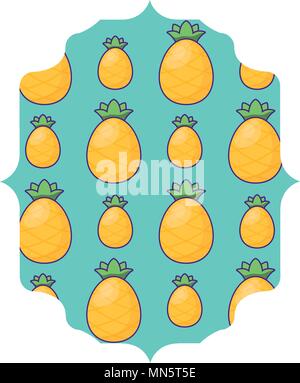arabic frame with pineapples pattern over white background, vector illustration Stock Vector
