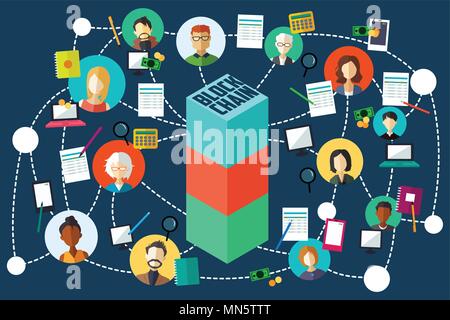 A vector illustration of Blockchain Technology Stock Vector