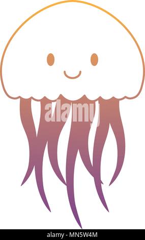 cute jellyfish icon over white background, colorful design. vector illustration Stock Vector