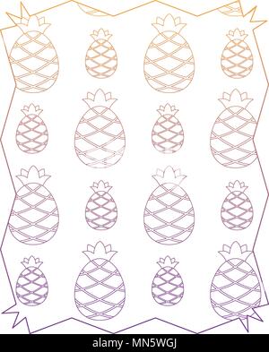 abstract frame with pineapples pattern over white background, vector illustration Stock Vector