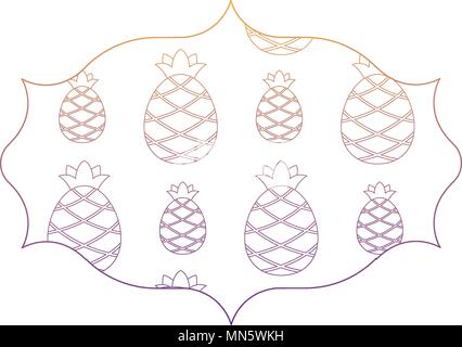 arabic frame with pineapples pattern over white background, vector illustration Stock Vector