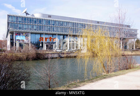 Headquarters building of Arté, the public Franco-German TV network in Strasbourg, Alsace, France. Stock Photo