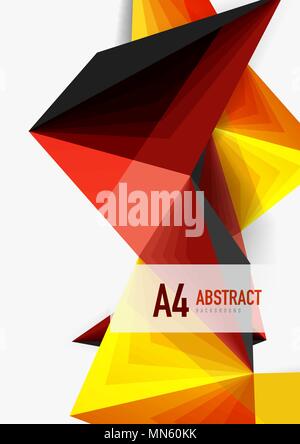 Vector low poly style 3d triangle line. Vector low poly style 3d triangle line, a4 business or technology abstract template Stock Vector